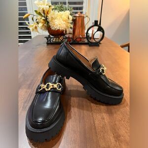 Sam & Libby Women Black Rylan Lug Sole Loafer Slip-On Academia Preppy 7